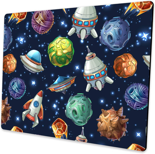 Kids Mouse pad Computer Mousepad with Comic Space with Planets and Spaceships Design Personalized Mouse mat for Laptop Computer Office Decoration Accessories Gift