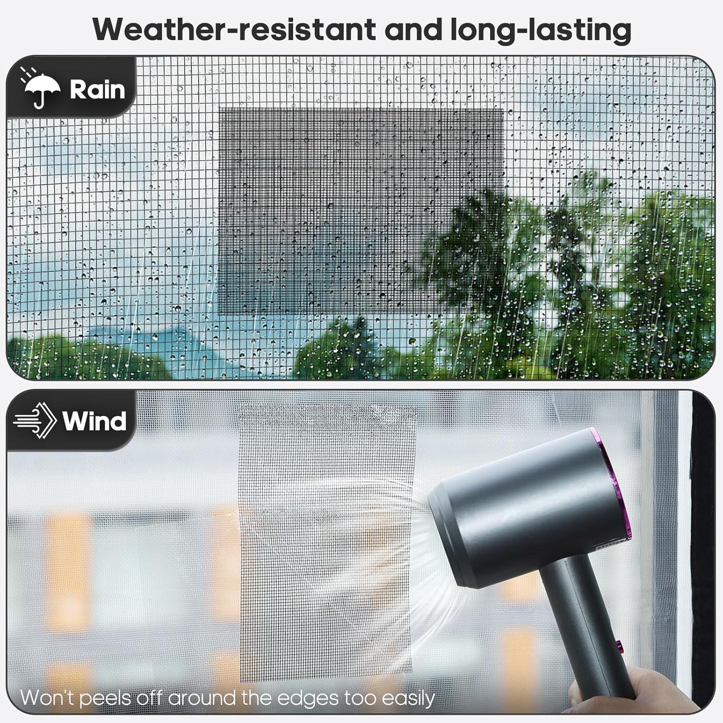 5" x 7" Black/Grey Screen Repair Kit, 6 PCS Window Screen Patch Repair Tape for Mesh Window Door, Strong Adhesive Fiberglass Mesh Pacth Tape