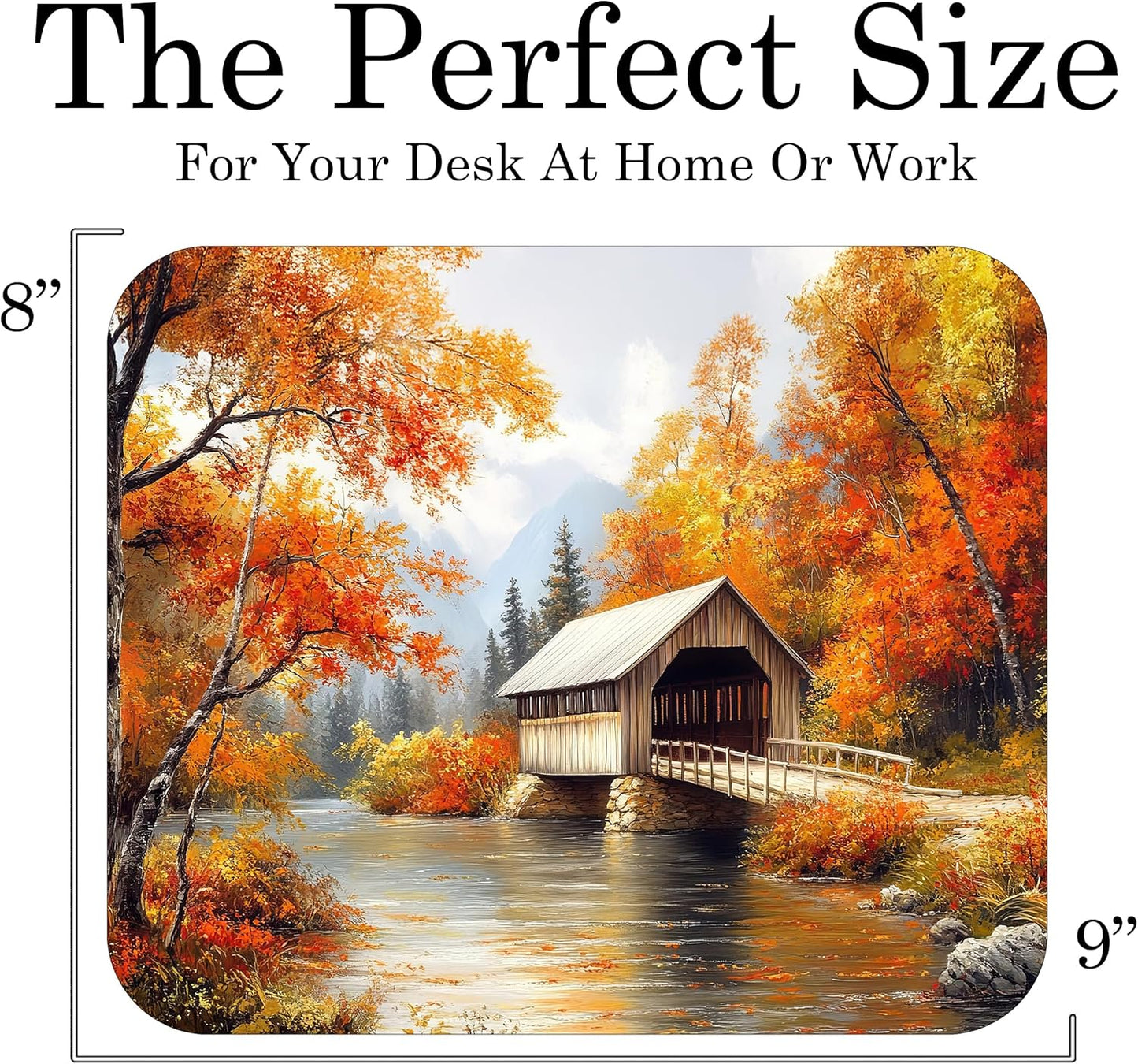 Fall Season Mouse Pad Mat Mousepad for Desk Computer Laptop PC Gaming Home or Office Gift (Bridge MP82)