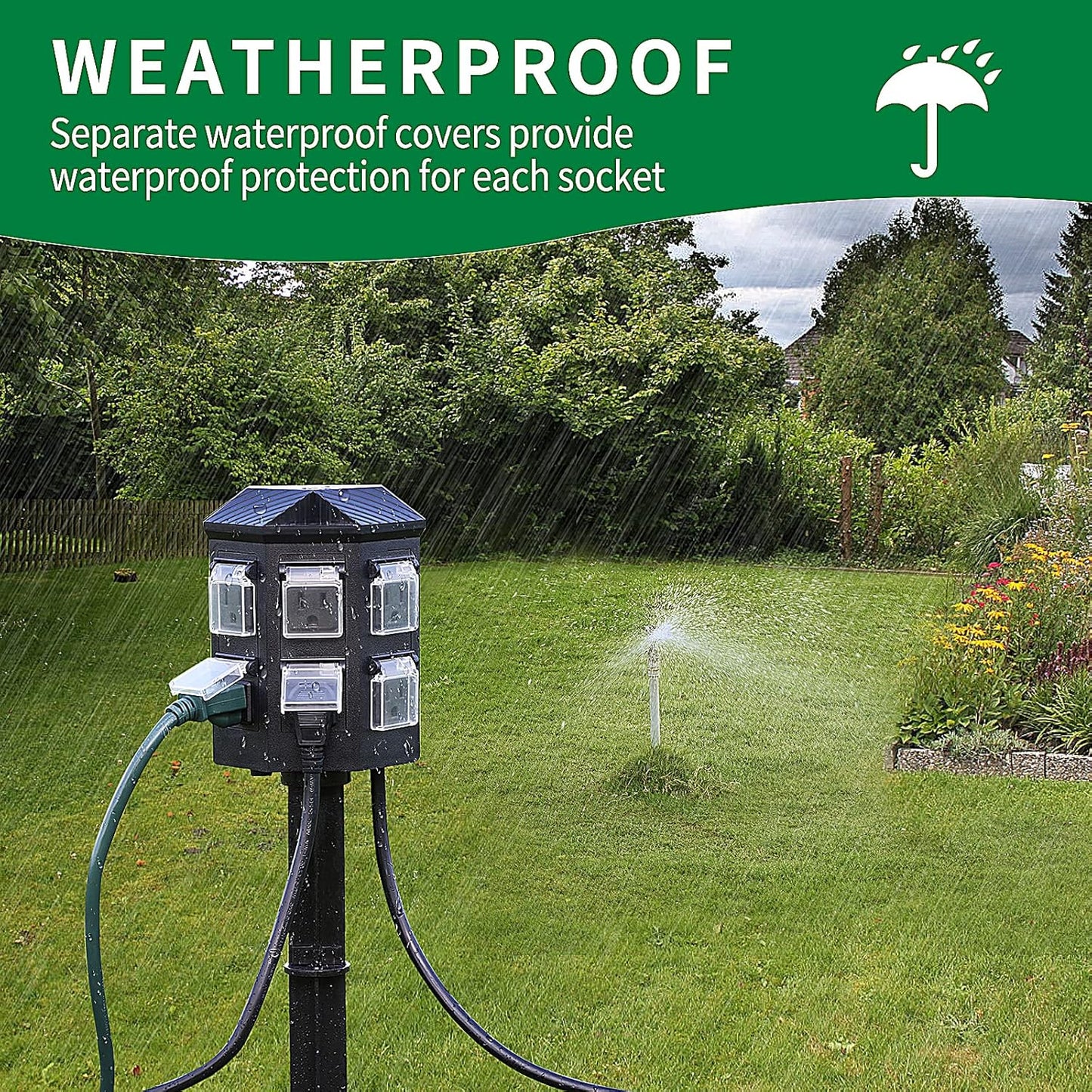 TiFFCOFiO Outdoor Power Strip Timer, Dusk to Dawn Light Sensor Countdown, 6 Feet Extension Cord Waterproof, 6 Grounded Outlets for Halloween and Christmas Decorations, ETL Listed (6 FT)