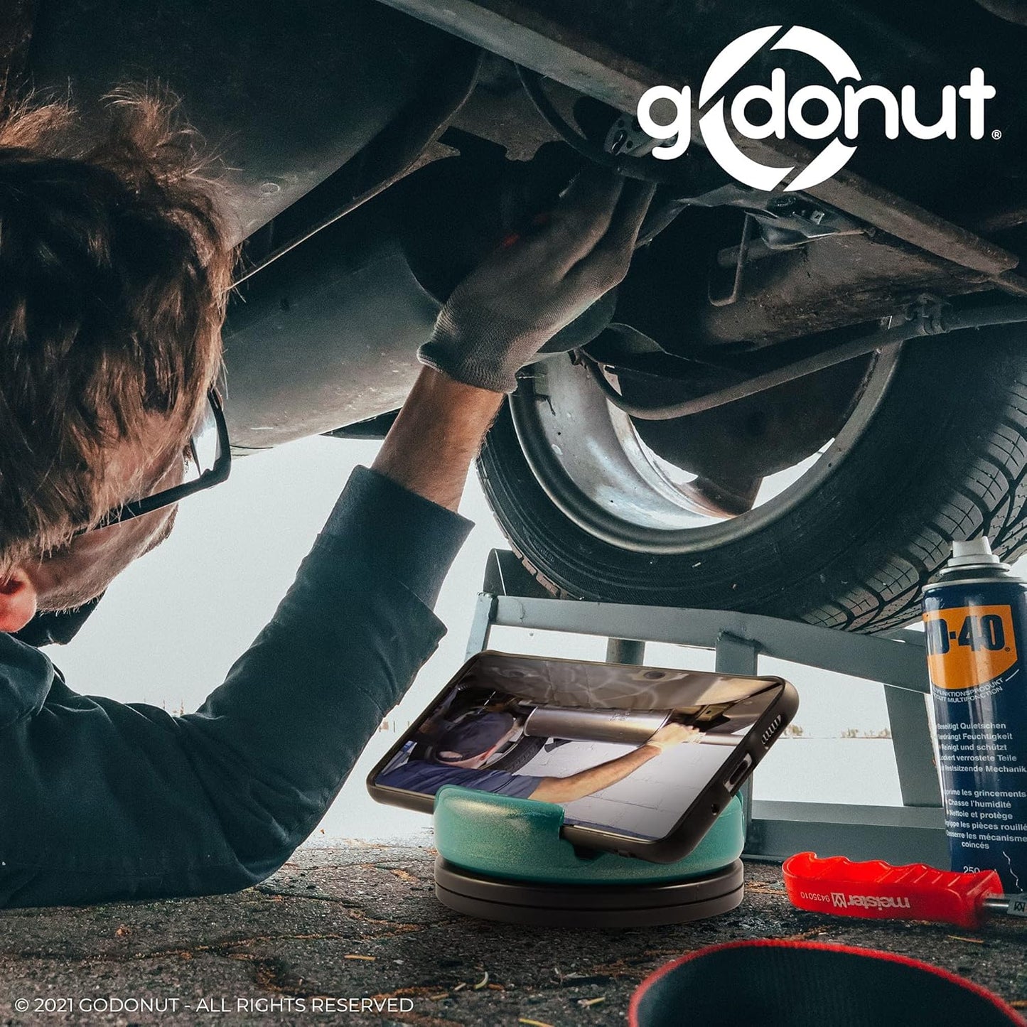 GoDonut – Phone Stand 360 Swivel – Cell Phone Holder + iPad Stand Desk Organizer - Compatible with Tablet, iPhone, Kindle & Most Smartphones – Purple