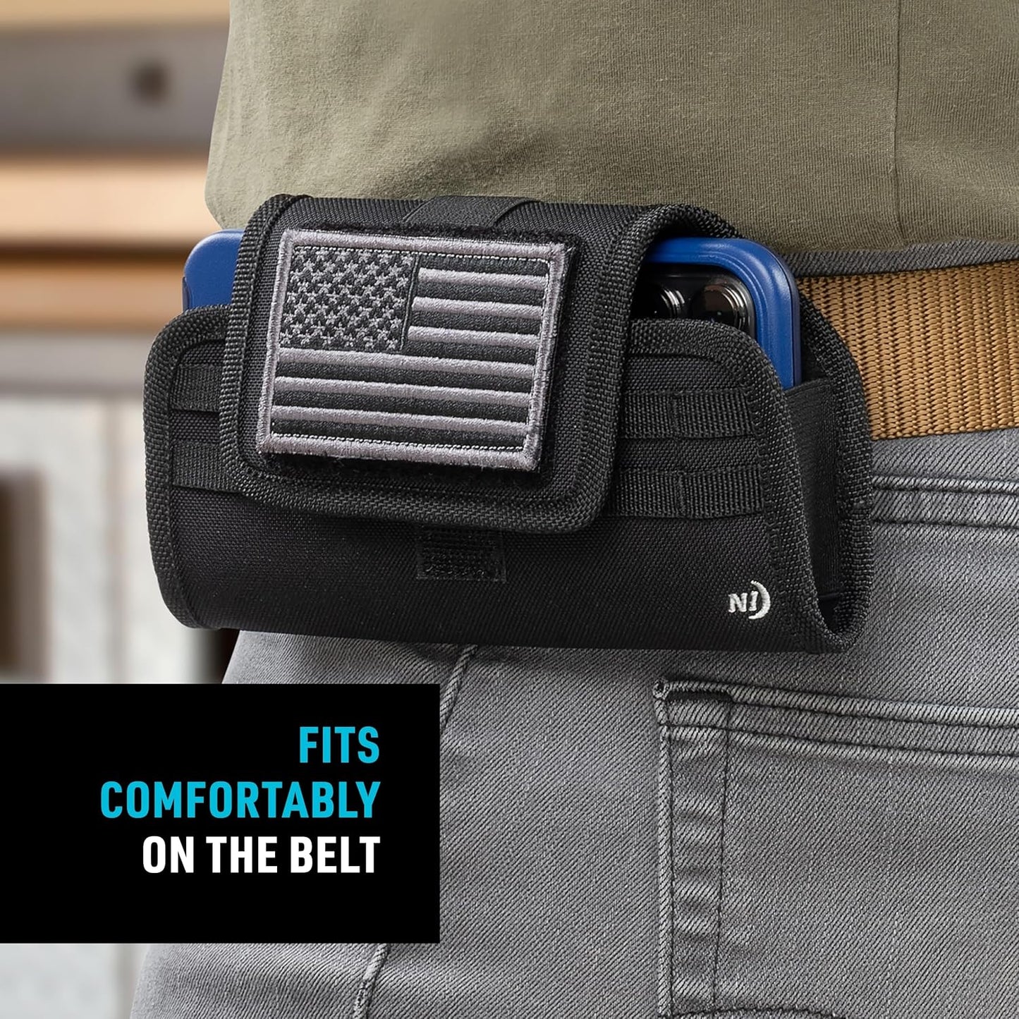 Clip Case Horizontal Universal Phone Holster - XXL - USA Patch