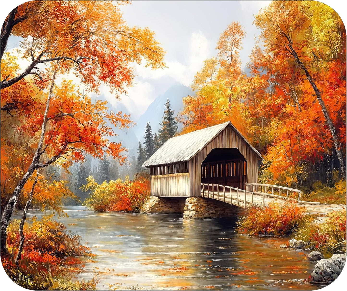 Fall Season Mouse Pad Mat Mousepad for Desk Computer Laptop PC Gaming Home or Office Gift (Bridge MP82)