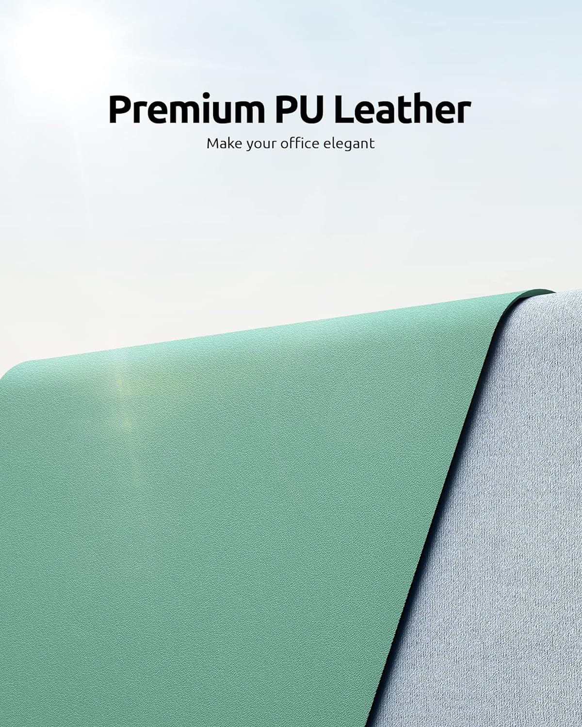 YSAGi Leather Desk Protector, Office Mat, Large Mouse Mat, Non-Slip PU Leather Blotter, Laptop Desk, Waterproof Writing Pad for Office and Home (Green-Blue, 35.4" x 17")