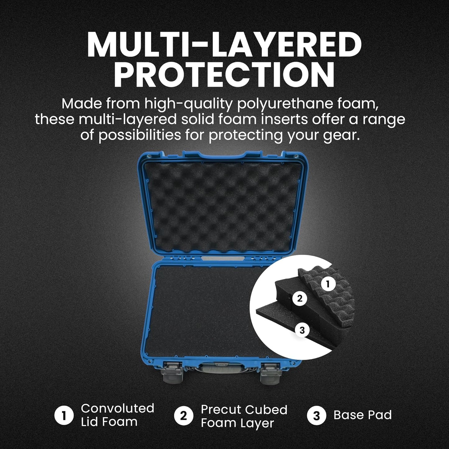 NANUK 910 Hard Case with Customizable Cubed Foam, IP67 Waterproof, Dustproof and Impact Resistant, 14.3” x 11.1” x 4.7”, Rugged Construction for Ultimate Protection, Made in Canada – Blue