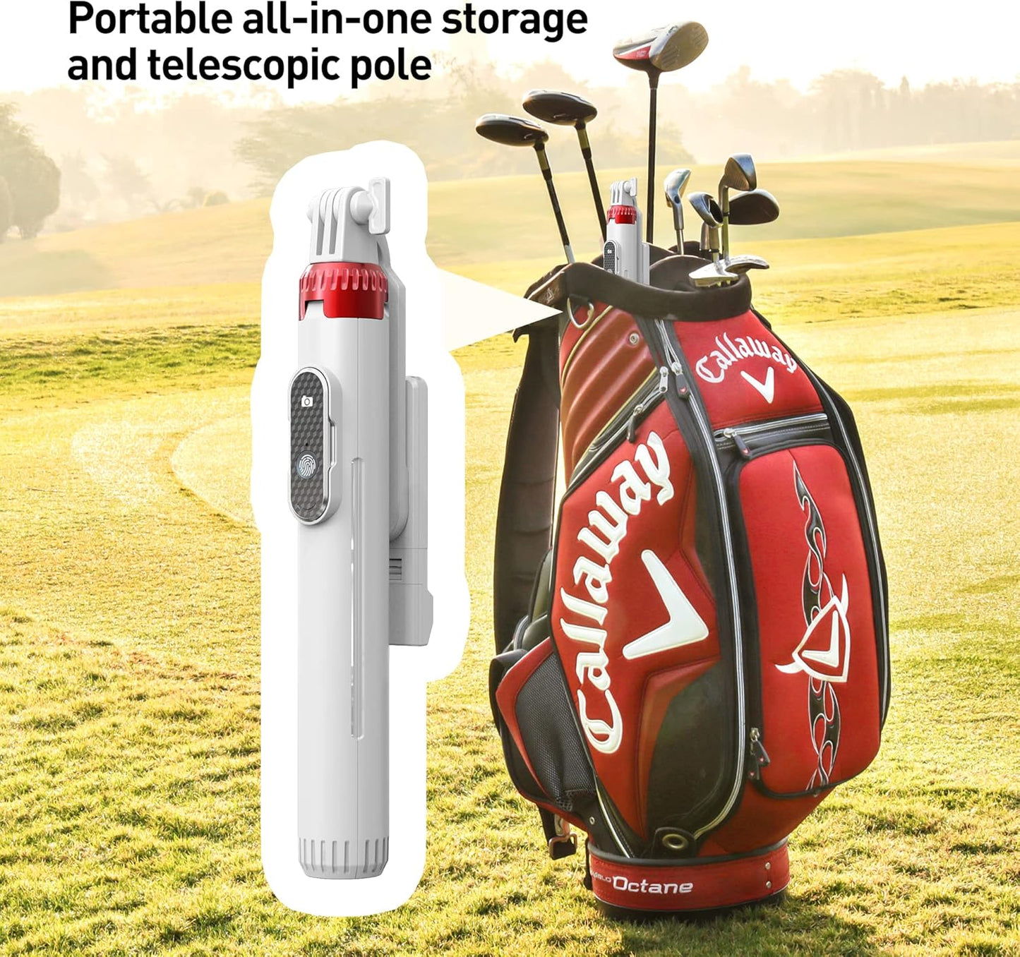 62" Phone Tripod & Selfie Stick for Golf Training, Extendable Cell Phone Tripod Stand with Wireless Remote and iPhone Holder, Golf Training Aid - Compatible with iPhone Android (White)