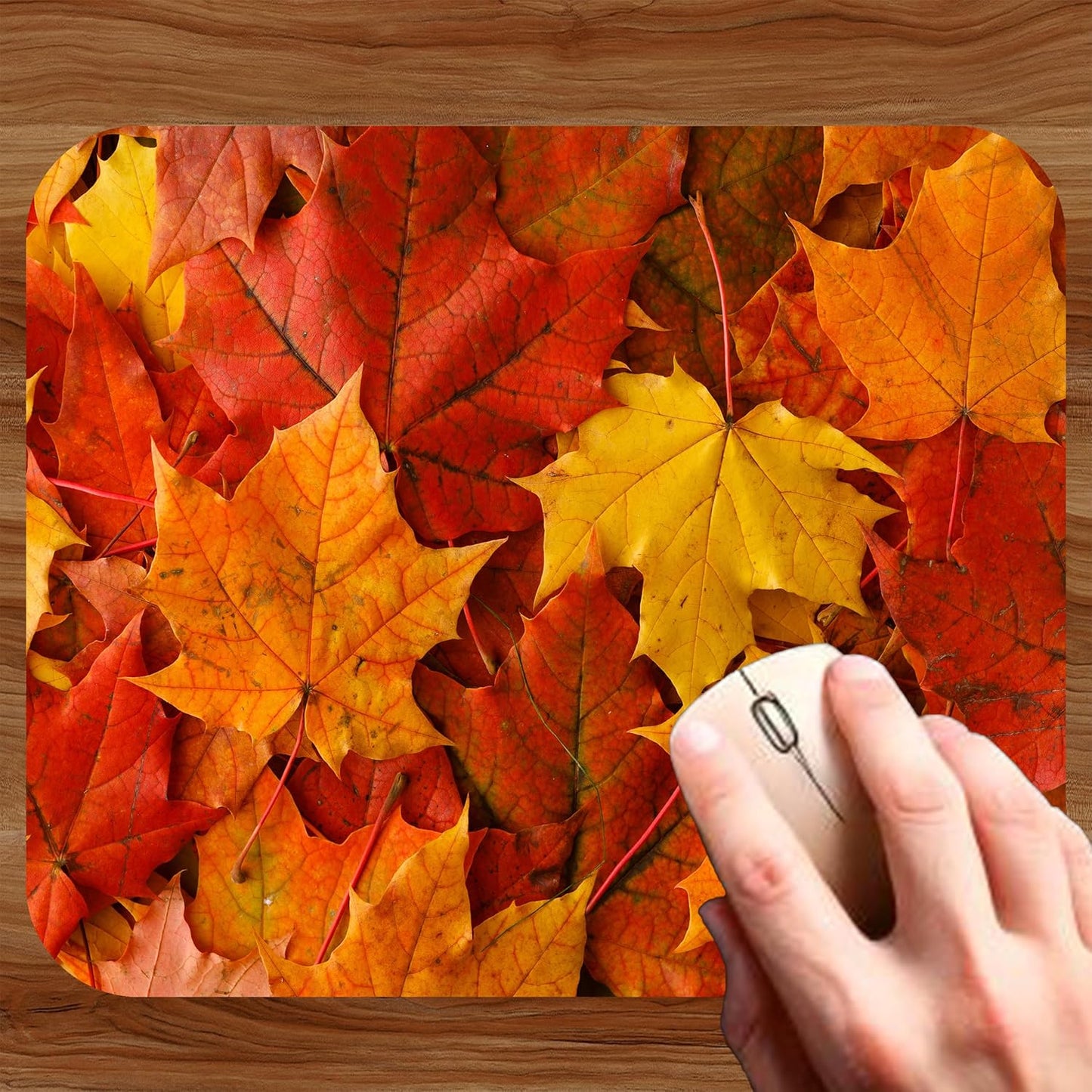 Fall Season Mouse Pad Mat Mousepad for Desk Computer Laptop PC Gaming Home or Office Gift (Leaves MP83)