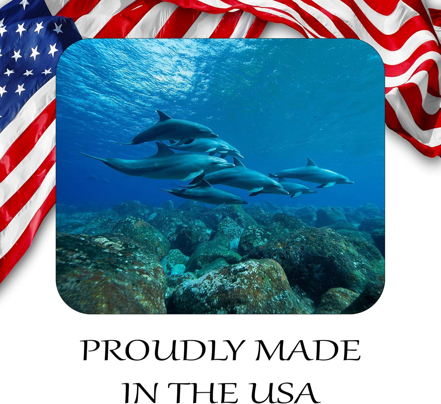 Coastal Shoreline Waves Sandy Beach Theme Mouse Pad Mat Mousepad for Desk Computer Laptop PC Gaming Home or Office Gift (Dolphin Underwater MP20)