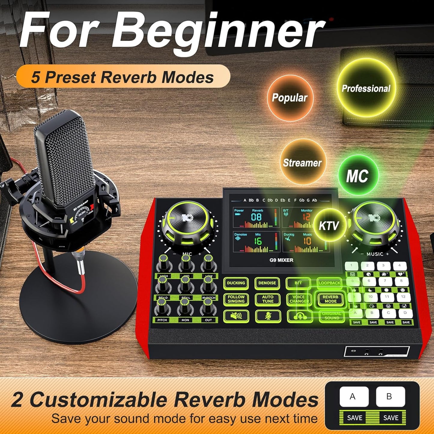 Podcast Equipment Bundle - All-in-One Audio Mixer Production Studio with 3.5mm Microphone for Live Streaming, Podcast Recording, PC, Smartphone & DJ (Model: G9-PKPRO DJ Mixer