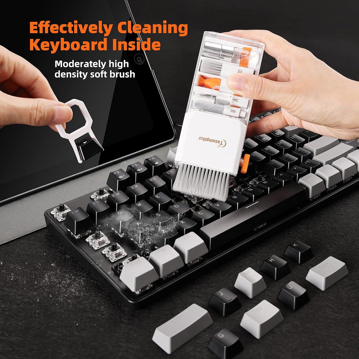 Keyboard Cleaner Laptop Cleaning Kit, All-in-One Keyboard Cleaning Kit, Laptop Cleaner Tool for MacBook iPad iPhone Computer, Portable Electronics Brush Tool for Tablet PC Camera Lens Earbuds Monitor