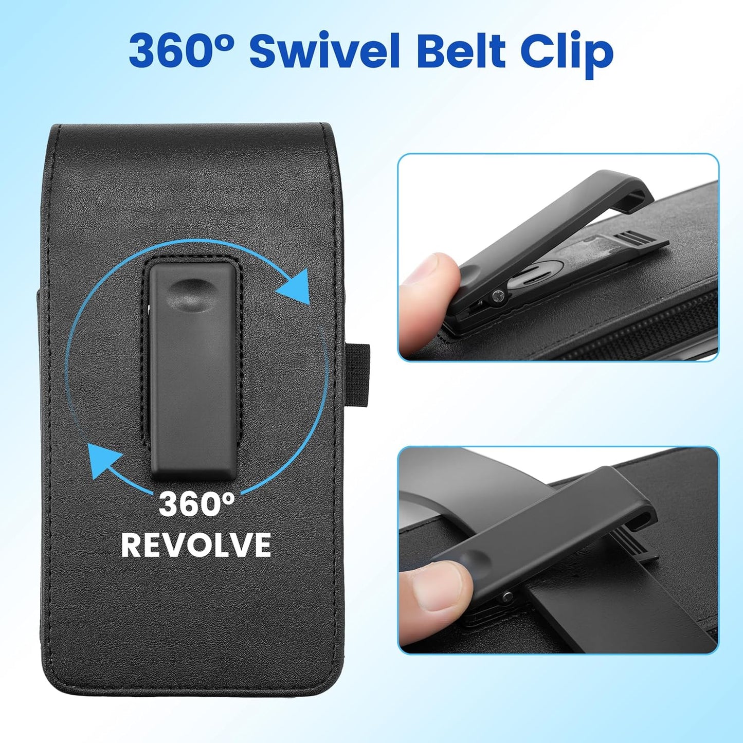 Mopaclle Phone Holster with 360° Rotating Clip,Cell Phone Belt Holder Compatible with iPhone 17 Pro Max/Air,iPhone 16 Pro Max,15 14 Pro Max & Plus,Galaxy S25+/S24+/S23+ & FE Models, Fit with Case On