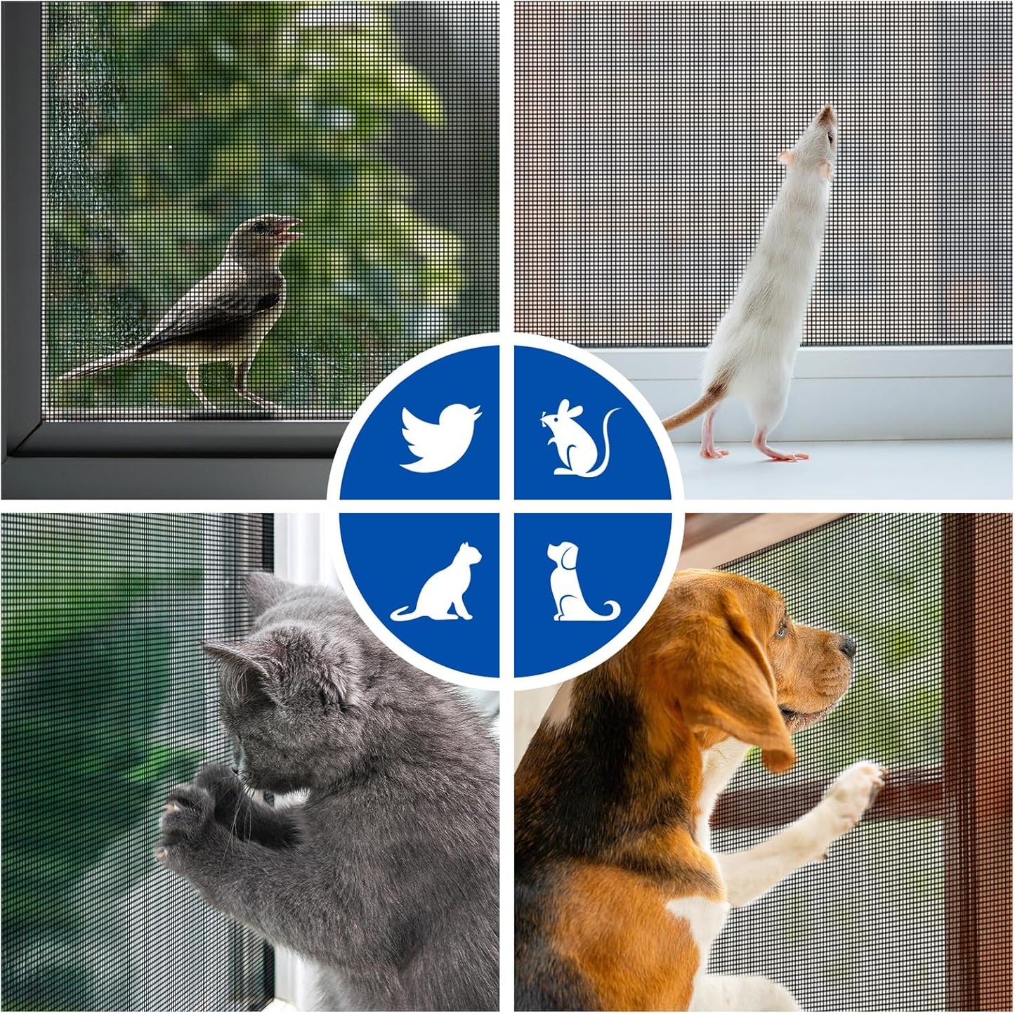 MAGZO Pet Proof Window Screen Replacement Mesh Roll, 37.4in × 16.4ft Upgraded Thicker 360g/m² Heavy Duty Polyester Screen Mesh for Dog Cat Protector, Ideal for Patio Porch Sliding Repair Kit 14x11Mesh