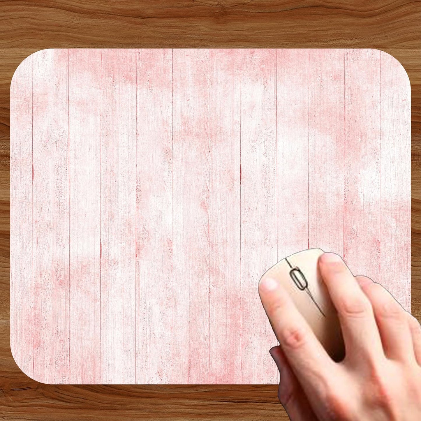 Pink Wood Decorative Colorful Mouse Pad Mat Mousepad for Desk Computer Laptop PC Gaming Home or Office Gift (Pink Wood MP45)