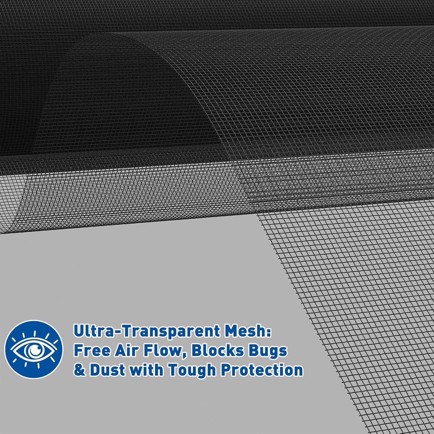 MAGZO Window Screen Replacement Mesh Roll, 37.4in × 16.4ft Upgraded 0.17mm WD High-Visibility Screen 20x20 Mesh for Porch Doors Repair Kit, Well-Ventilated Heavy Duty Woven for Garden, Patio