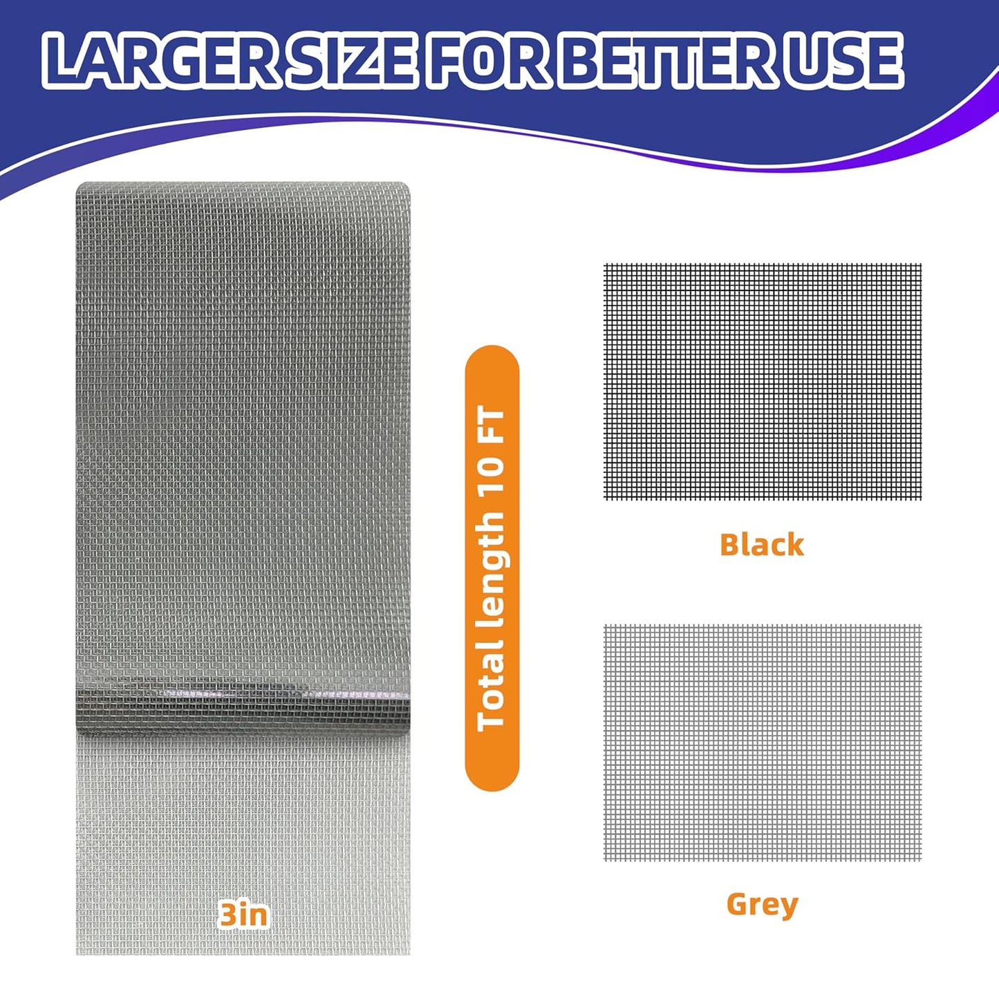 KING MOUNTAIN Grey Window Screen Repair Tape,3inX10FT Heavy Duty Screen Repair Kit for Window Screen and Screen Door,Strong Adhesive & Waterproof Window Screen Patch