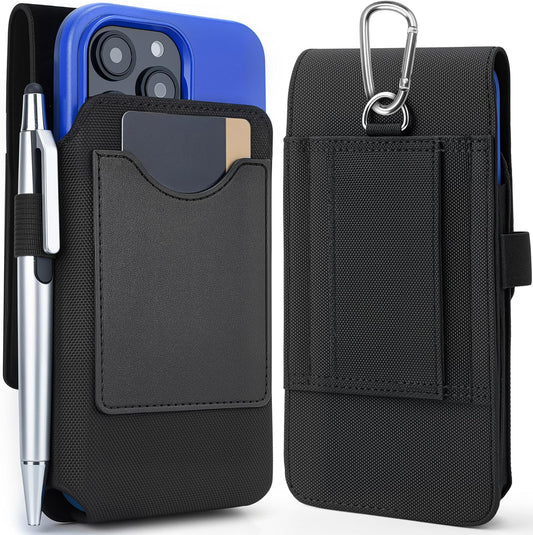 Mopaclle Vertical Nylon Phone Holster with Belt Clip for Galaxy S25/S24/S23/S22 Ultra, Note 20 Ultra, A56, F36 Series – Rugged Cell Phone Belt Holder Fits with Case On, for Men Women Outdoor Work