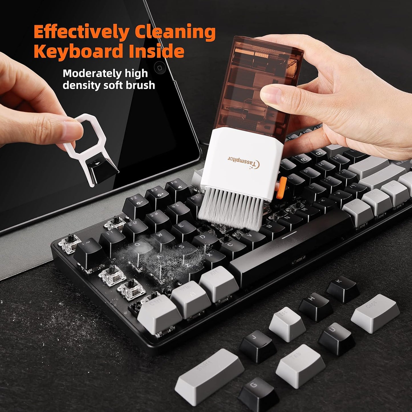 Laptop Screen Keyboard Cleaner Kit, All in 1 Electronics Cleaning Tool for MacBook iPad iPhone Pro Cell Phone, Brush Tool for Tablet, Computer, PC Monitor,TV Camera Lens with Patent, Brown