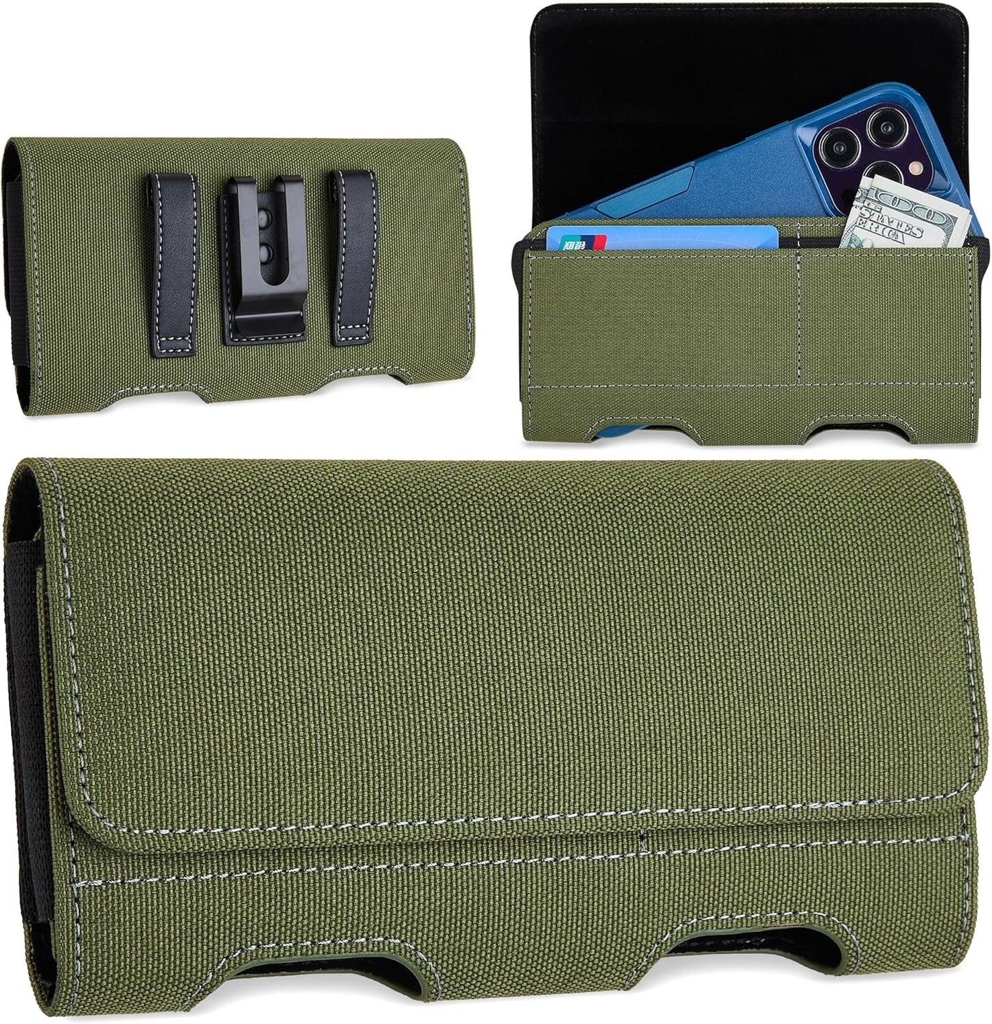 Mopaclle Nylon Phone Holster with Belt Clip for iPhone 17 Pro / 17, iPhone 16 Pro 16,15 Pro 15, iPhone 14, 14 Pro,13 Pro,Samsung Galaxy S25 S24 S23, S22,S21,Premium Cell Phone Belt Holder Pouch Cover