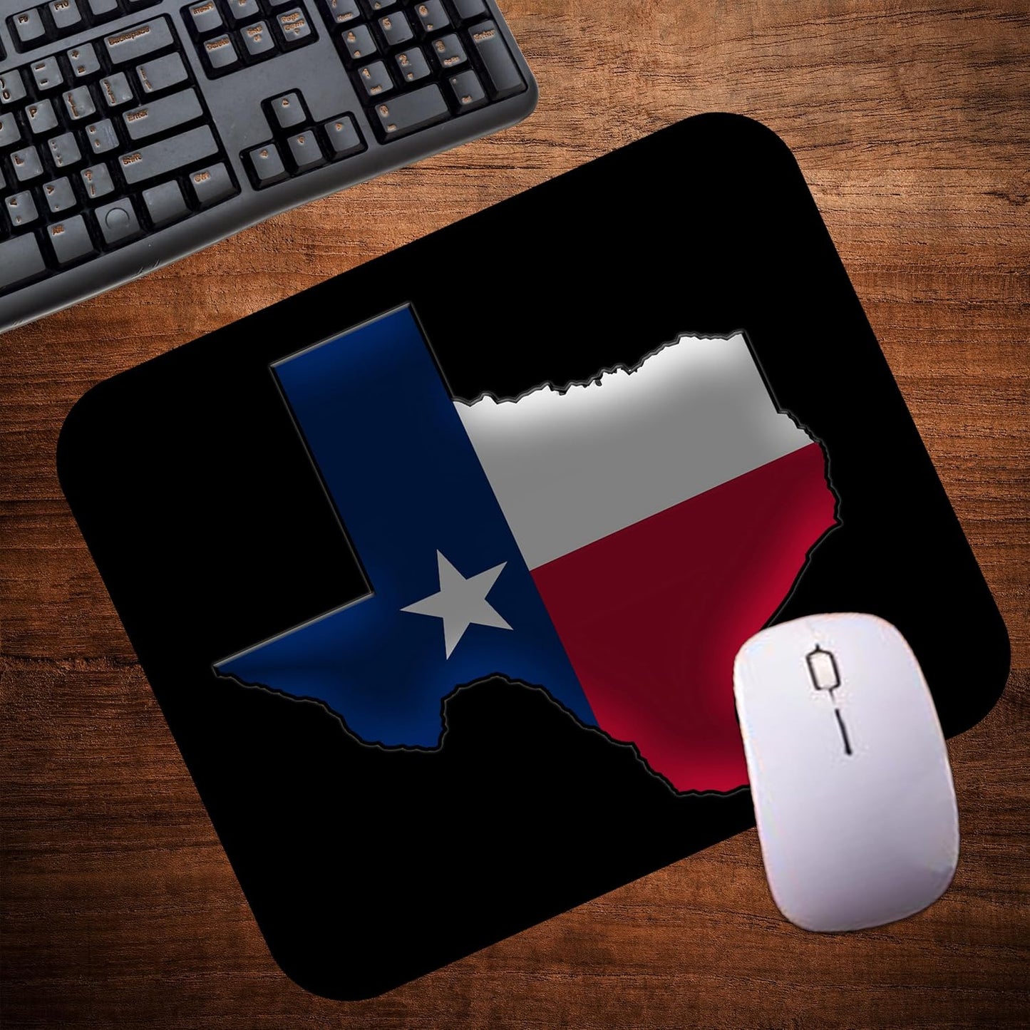 Texas State Flag Mouse Pad Mat Mousepad for Desk Computer Laptop PC Gaming Home or Office Gift for Texan TX (Black MP57)