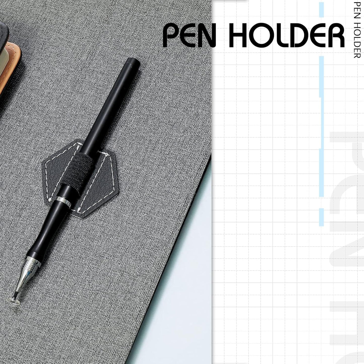 Pajean 10 Pieces Notebook Pen Loop Holder Self Adhesive Leather Pen Holder for Notebook, Hexagon Elastic Loop Designed for Notebooks,journals,calendars,planners,tablet Case Office