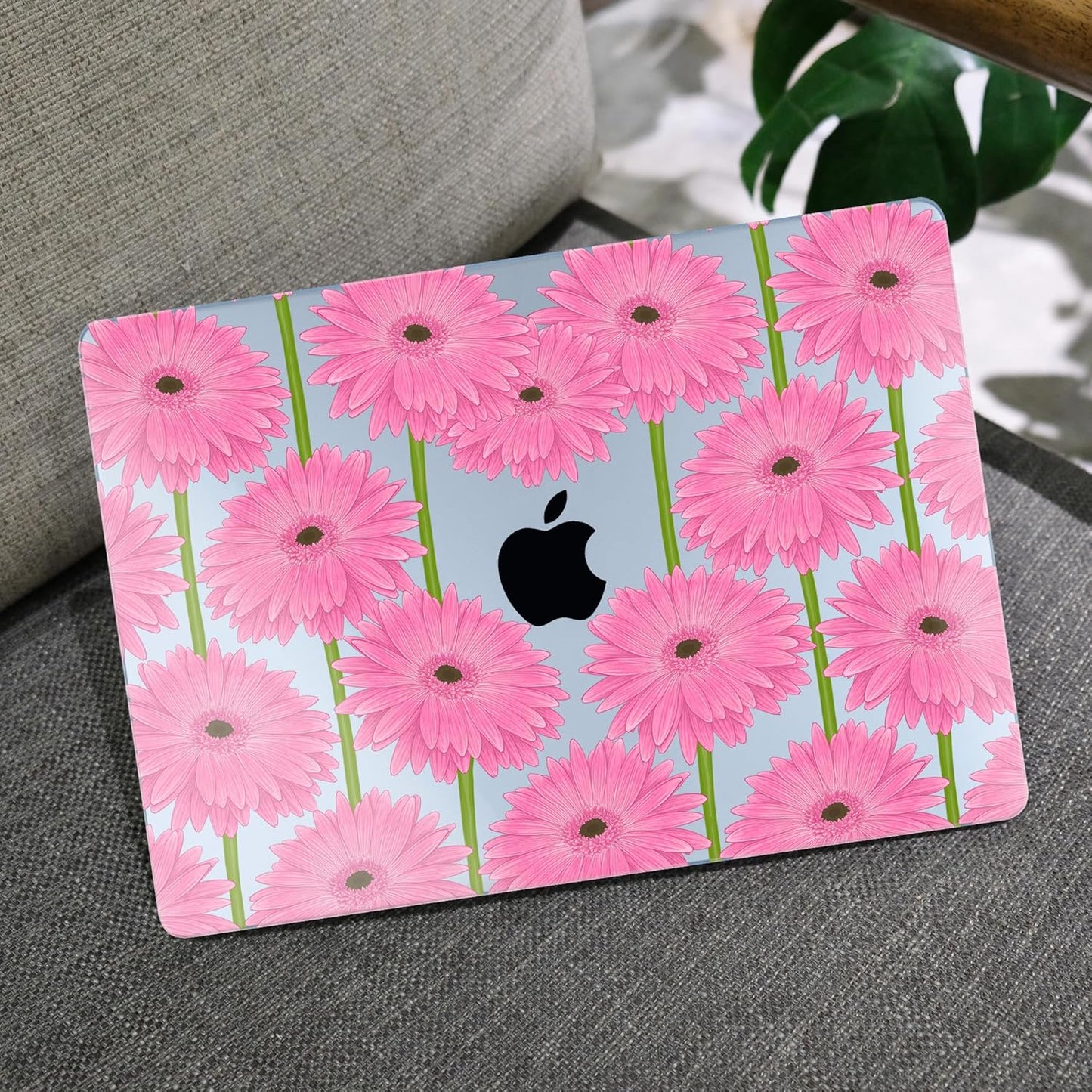 MEEgoodo Case for M4/M3/M2 MacBook Air 13.6 inch Case 2025 2024 2022, Fit Model A3240/A3113/A2681, Laptop Hard Shell with Keyboard Cover Compatible with MacBook Air 13 inch, Pink Gerbera Flower