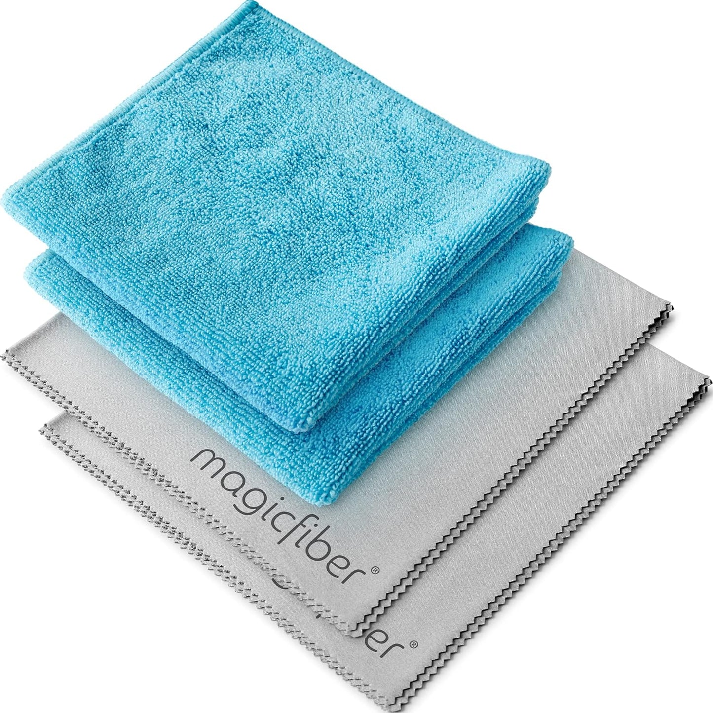 MagicFiber Microfiber Cleaning Cloth - 4 Pack Large Blended Cloths, Highly Absorbent Streak & Lint Free, Glass Micro Fiber Rags, Towels for Car, Windows, Housekeeping, Household Dusting, Kitchen