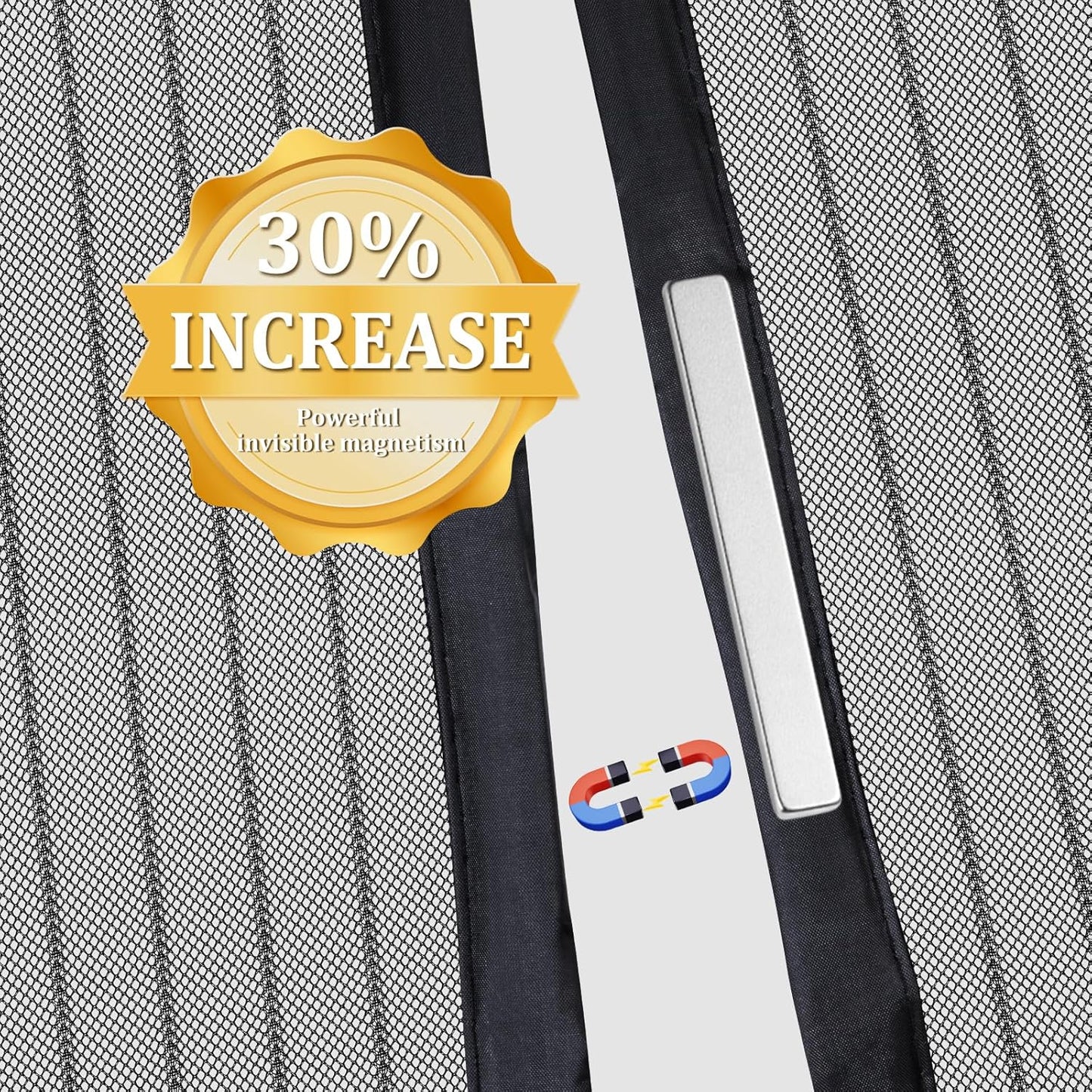 Magnetic Screen Door - Self Sealing, Heavy Duty, Hands Free Mesh Partition Keeps Bugs Out Let Breeze in- Pet and Kid Friendly - Keep Open Feature (Black, Fit Door Size 32 x 80 Inch)