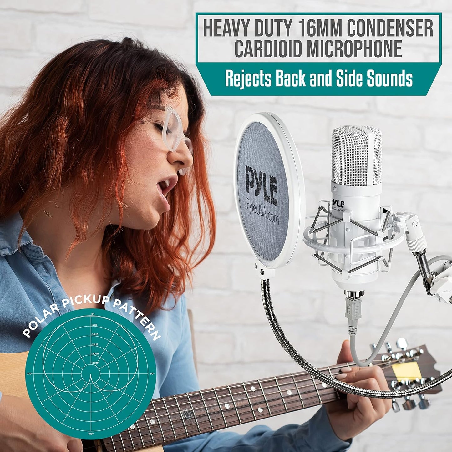 Pyle USB Condenser Microphone Streaming Kit - Professional Computer/Mac Mic Audio Cardioid Boom with Adjustable Arm Stand & Pop Filter for Podcast, Gaming, Studio, YouTube