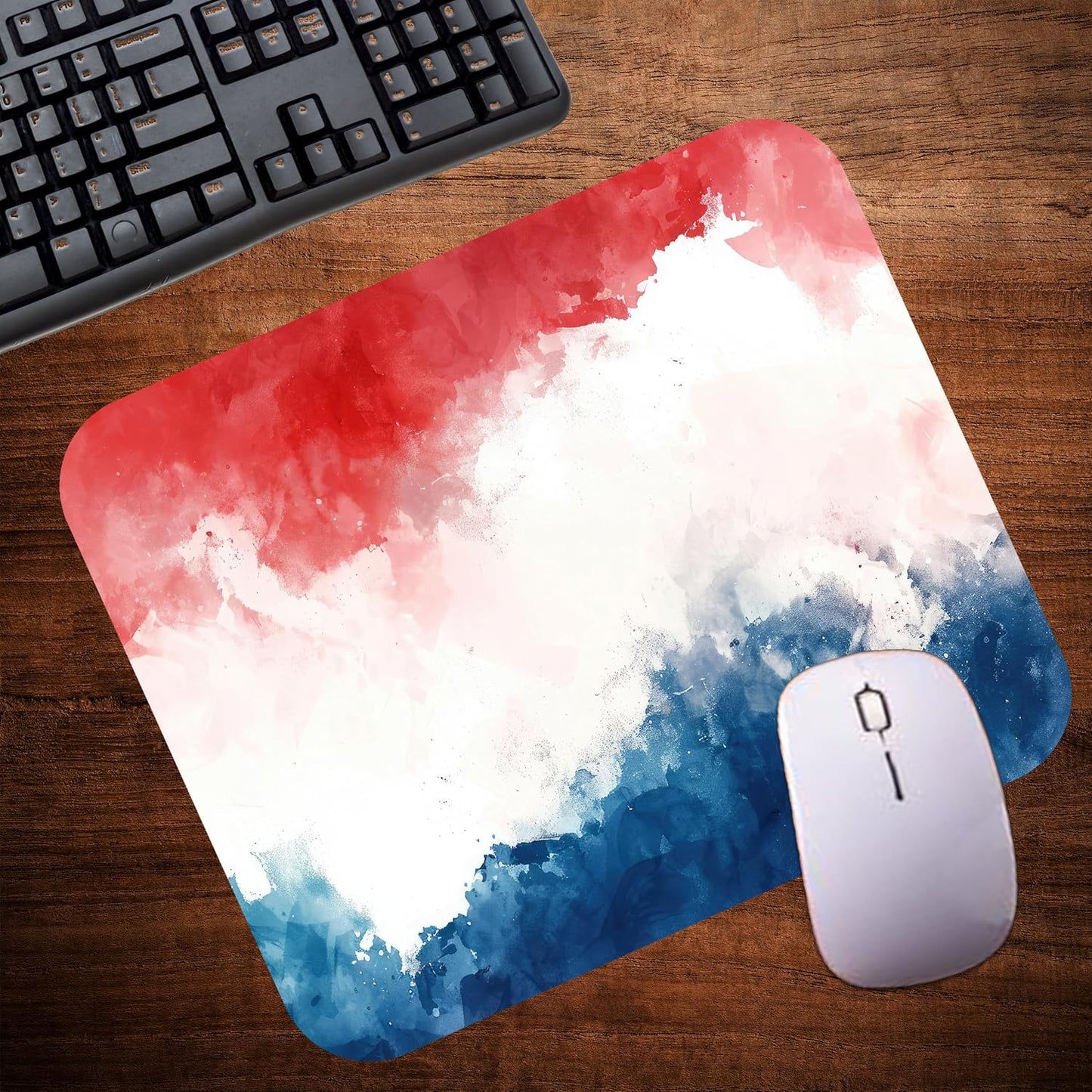 Decorative Colorful Mouse Pad Mat Mousepad for Desk Computer Laptop PC Gaming Home or Office Gift (Red White Blue MP53)
