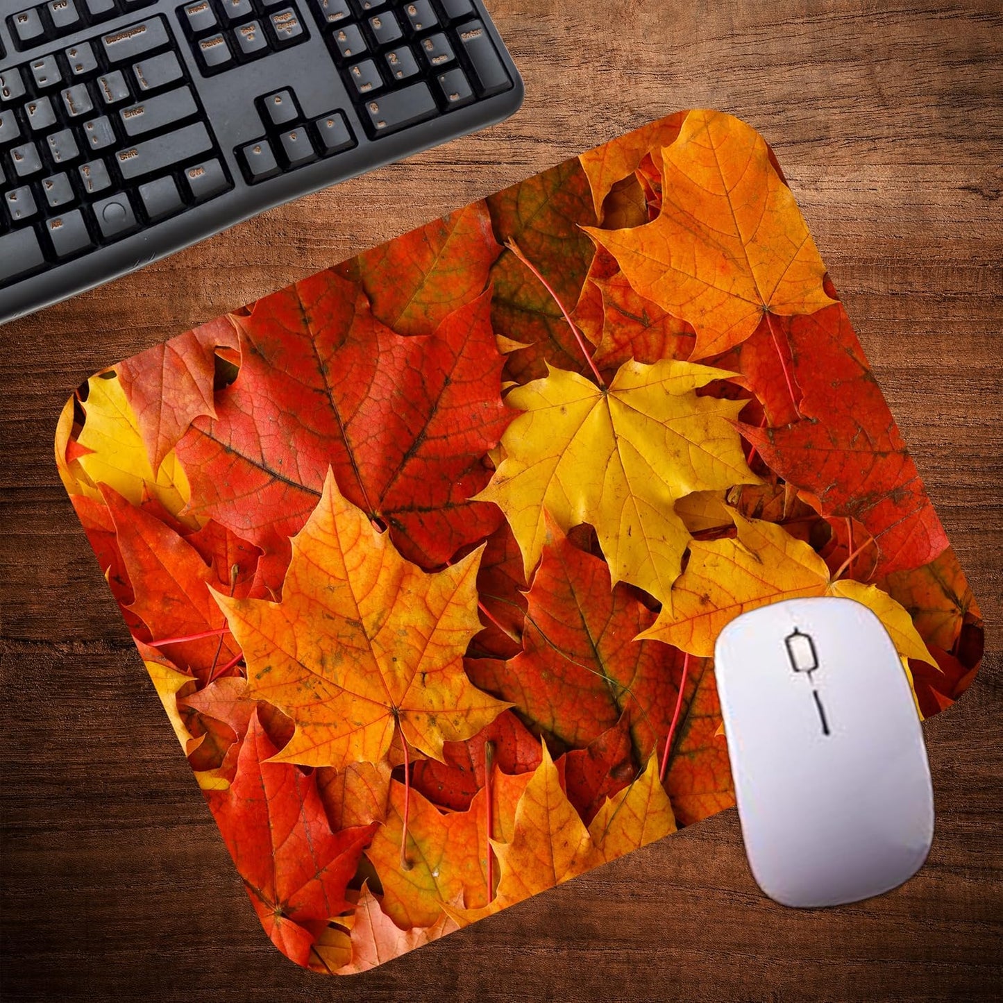Fall Season Mouse Pad Mat Mousepad for Desk Computer Laptop PC Gaming Home or Office Gift (Leaves MP83)
