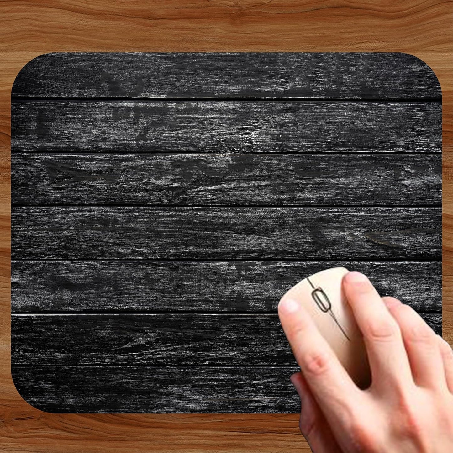 Decorative Colorful Mouse Pad Mat Mousepad for Desk Computer Laptop PC Gaming Home or Office Gift (Black Wood CB07)