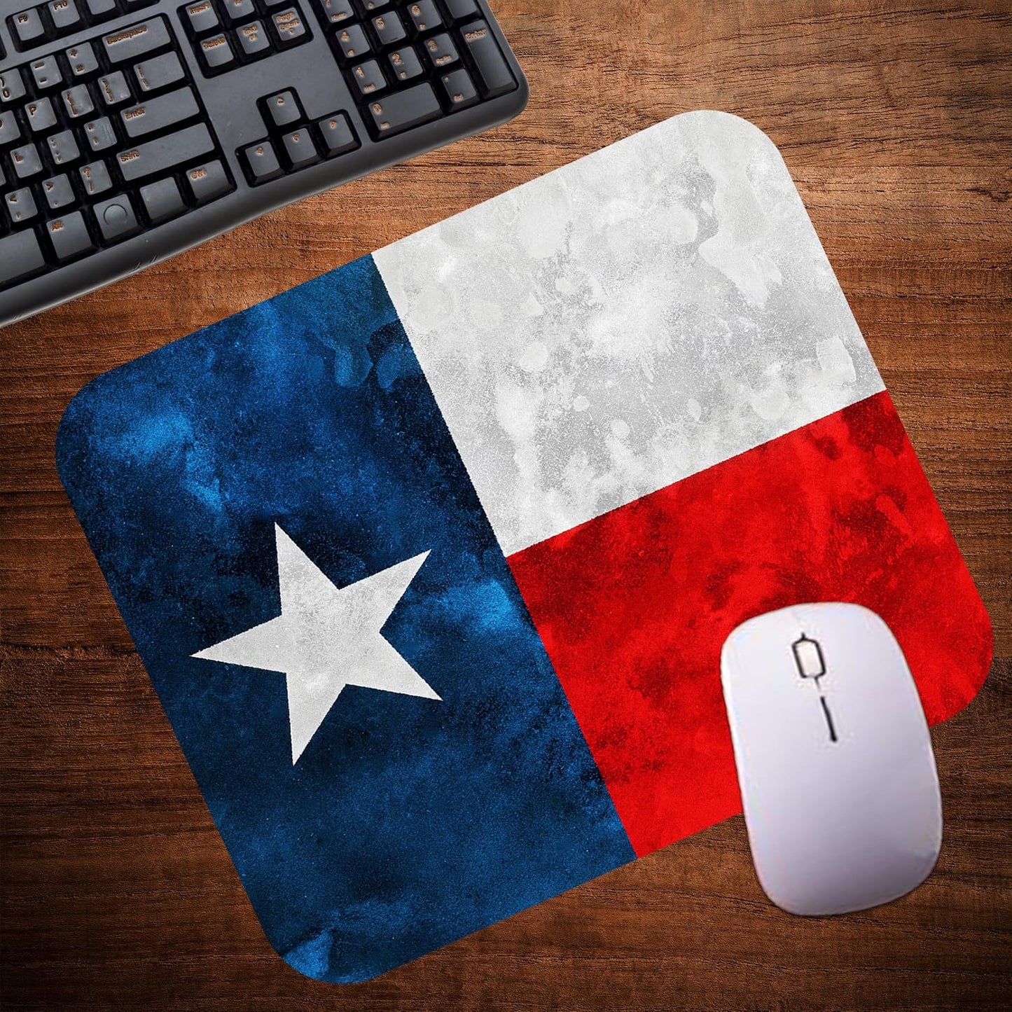 Texas State Flag Mouse Pad Mat Mousepad for Desk Computer Laptop PC Gaming Home or Office Gift for Texan TX (Rustic MP58)