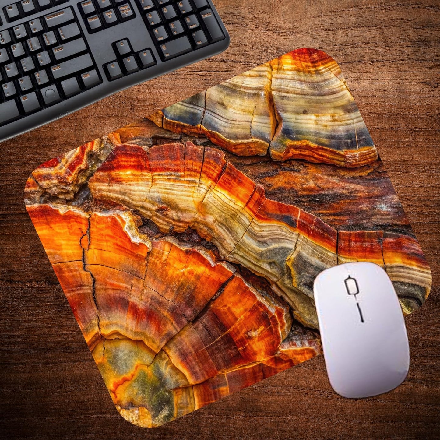 Decorative Colorful Mouse Pad Mat Mousepad for Desk Computer Laptop PC Gaming Home or Office Gift (Petrified Wood MP40)