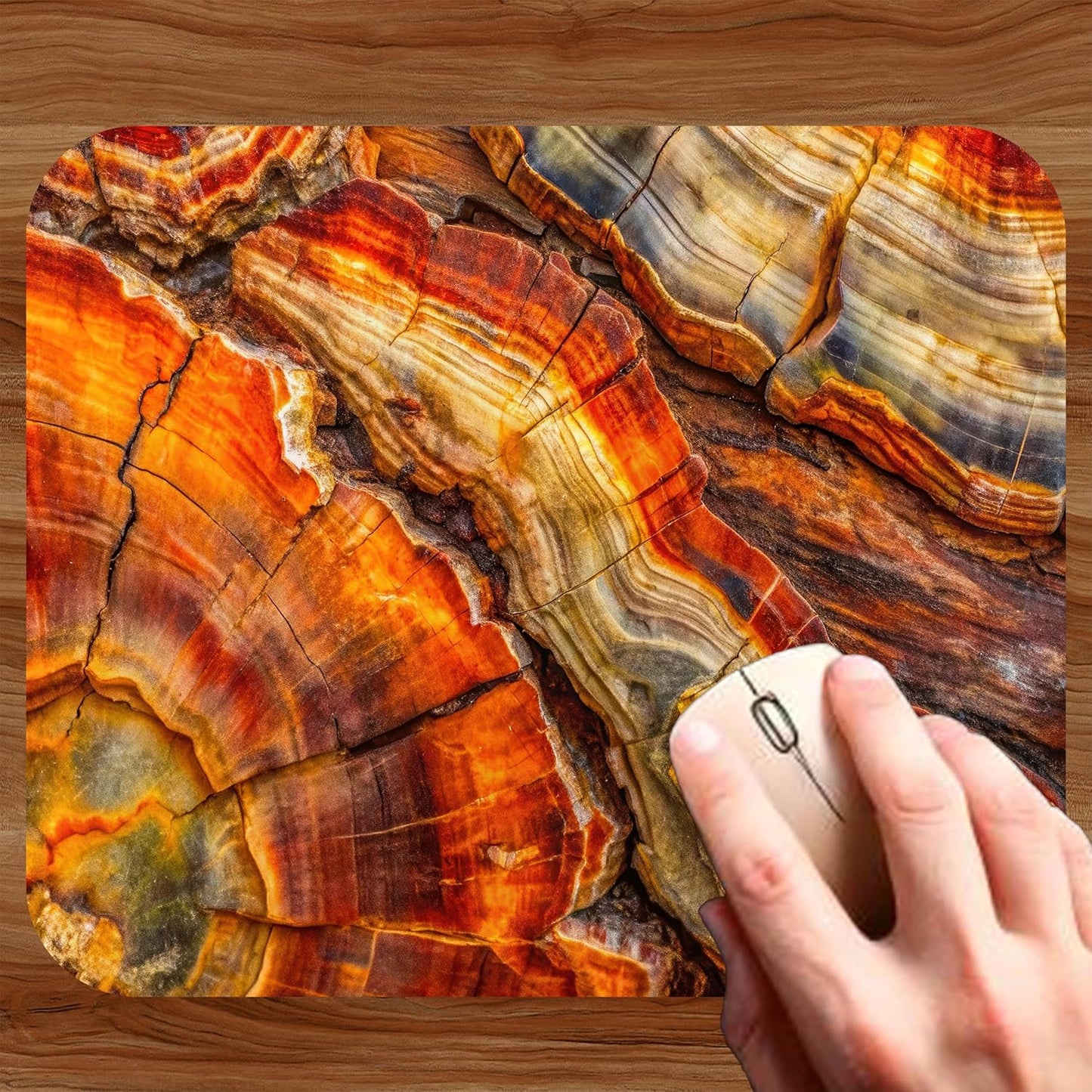 Decorative Colorful Mouse Pad Mat Mousepad for Desk Computer Laptop PC Gaming Home or Office Gift (Petrified Wood MP40)