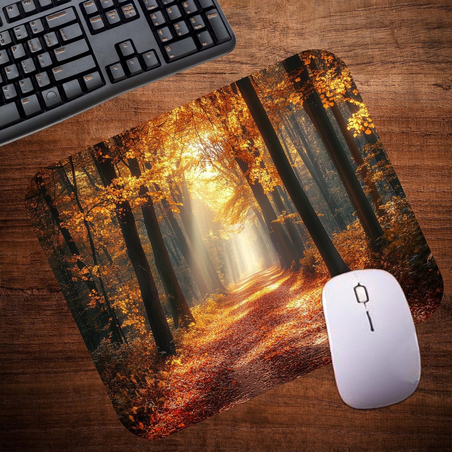 Fall Season Mouse Pad Mat Mousepad for Desk Computer Laptop PC Gaming Home or Office Gift (Fall Path MP84)